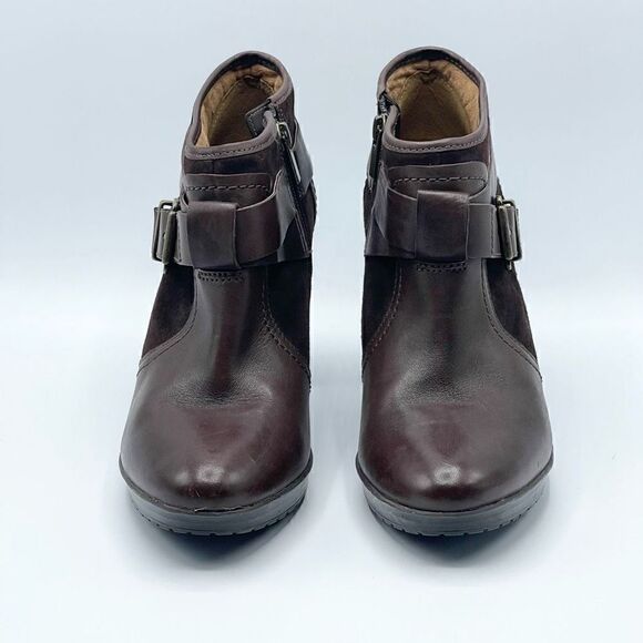 Clarks Ankle Booties Brown Ankle Belted 4 inch heel - Women’s 9M - Picture 2 of 9